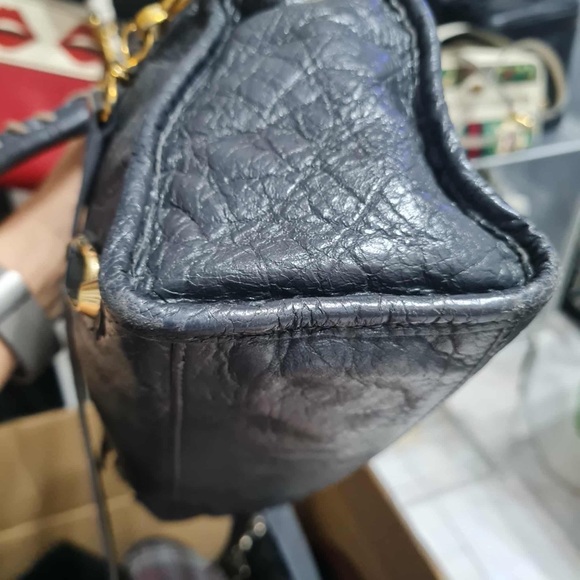 Balenciaga Black Leather Shoulder Bag with Gold Accents - Picture 5 of 13